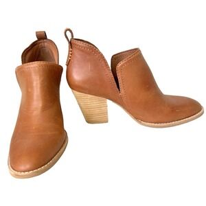 Jeffrey Campbell Rosalee Boot Womens Size 7.5 Tan Leather Ankle Block Heel EUC